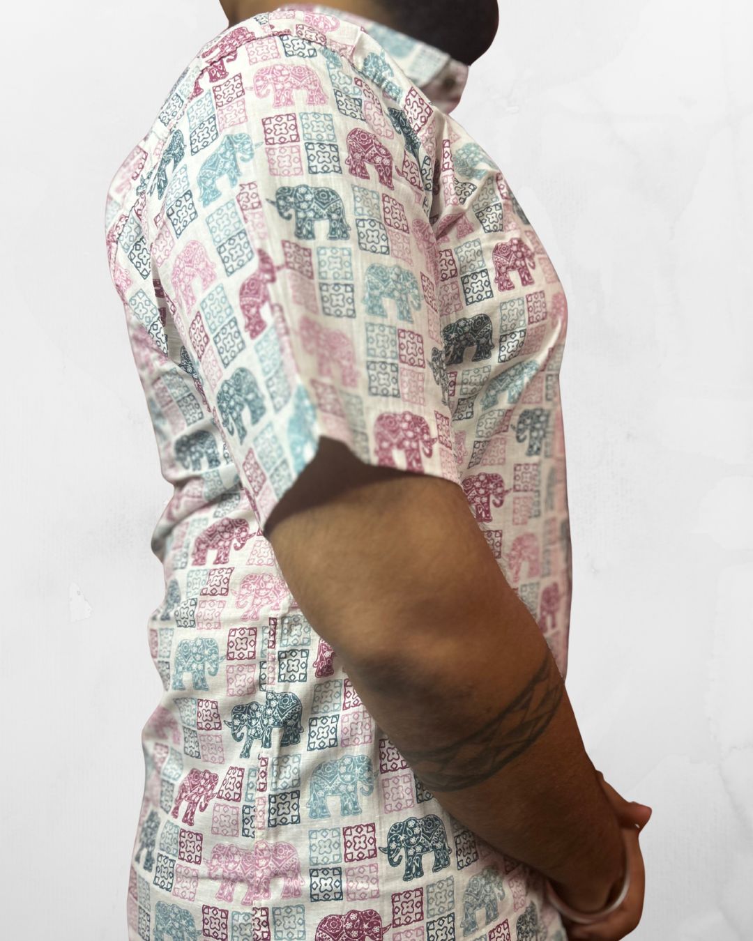 Half Sleeves Shirt | Multicolor | Elephant Print - Image 2