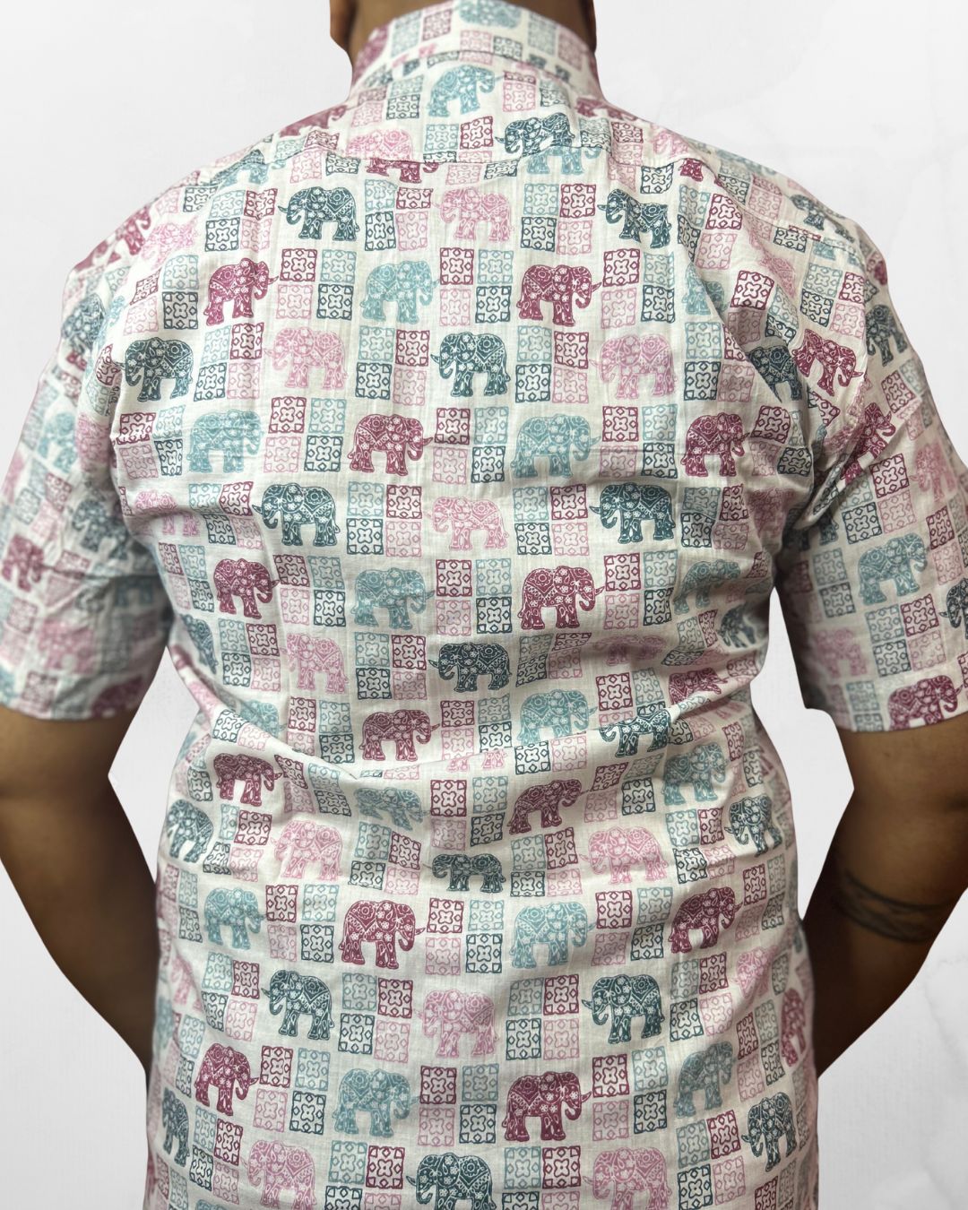 Half Sleeves Shirt | Multicolor | Elephant Print - Image 3