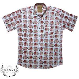 Half Sleeves Shirt | White Colour | Sanganeri Print