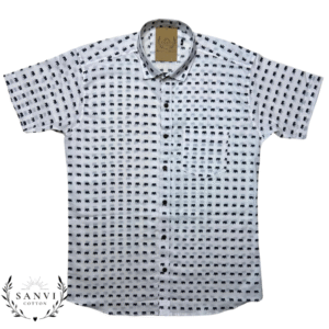 Half Sleeves Shirt | White Colour | Small Elephant Print