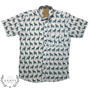 Half Sleeves Shirt | White Colour | Animal Print