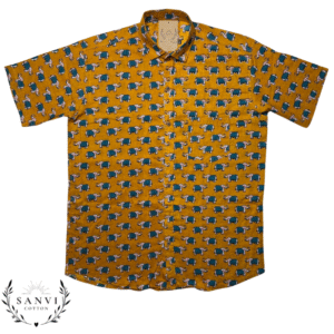 Half Sleeves Shirt | Orange Colour | Sanganeri Print