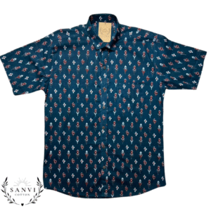 Half Sleeves Shirt | Blue Colour | Block Print