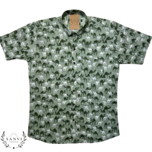 Half Sleeves Shirt | Green Colour | Animal Print