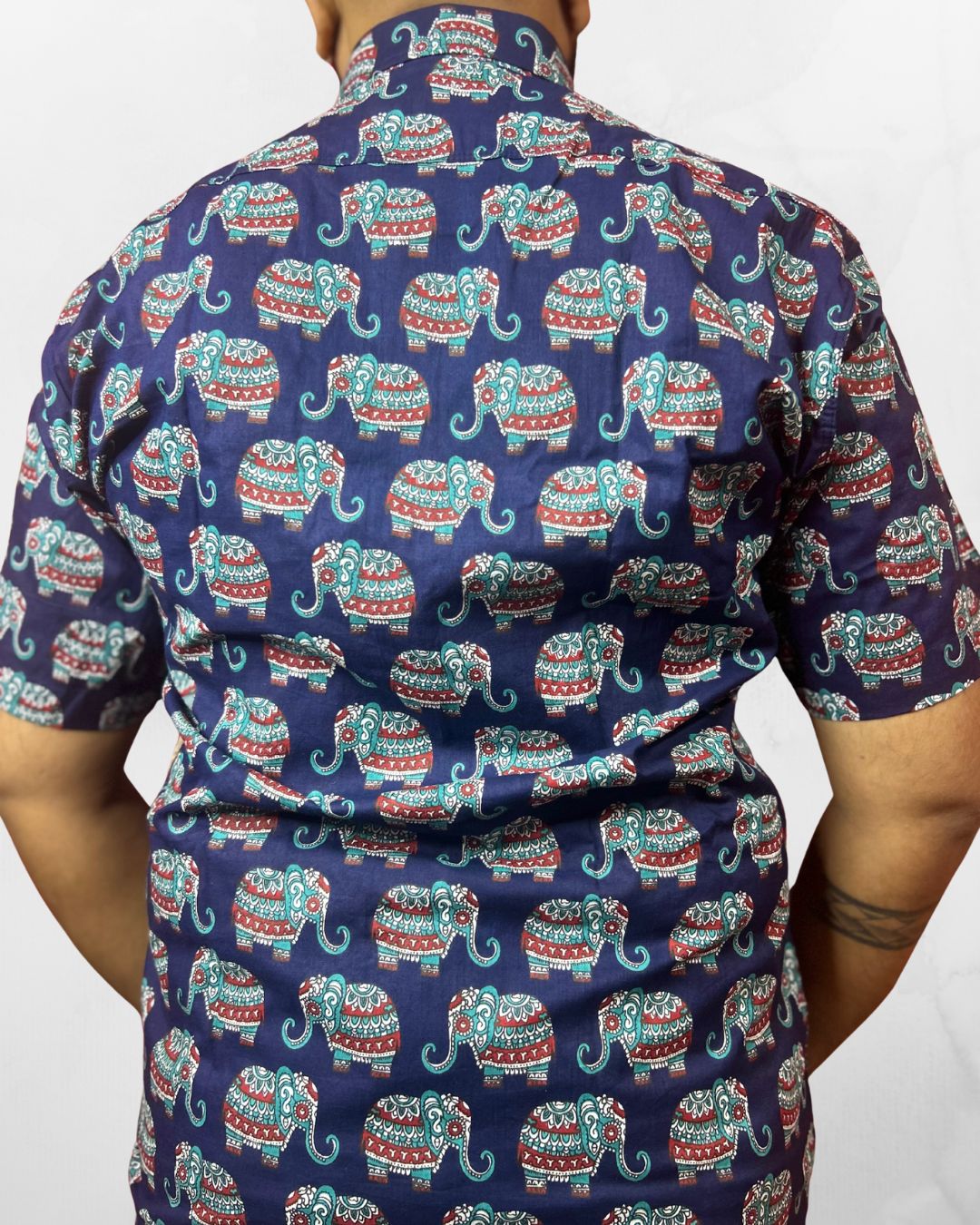 Half Sleeves Shirt | Royal Blue | Sanganeri Print - Image 2