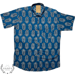 Half Sleeves Shirt | Blue Colour | Block Print