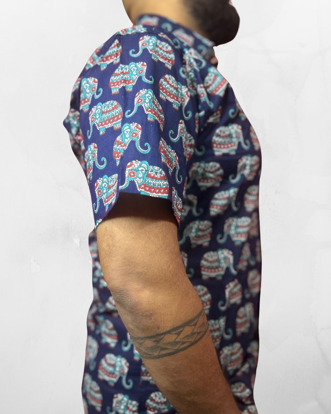 Half Sleeves Shirt | Royal Blue | Sanganeri Print - Image 4
